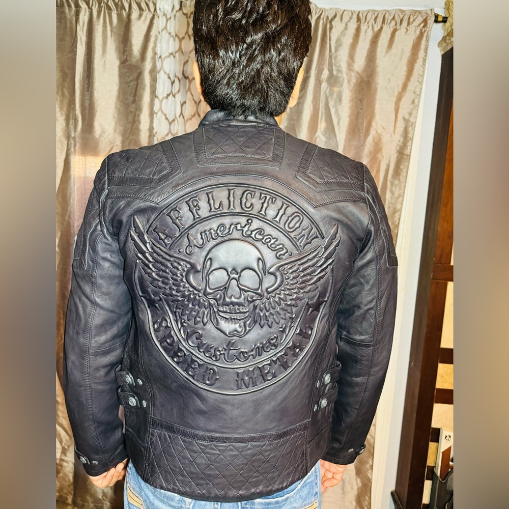 Affliction leather jacket LIMITED EDITION BLACK SZ S